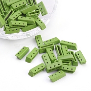 Spray Painted Alloy Multi-Strand Links, For Tile Elastic Bracelets Making, Rectangle, Lime Green, 5x14x4mm, Hole: 1mm(PALLOY-G268-H-030)