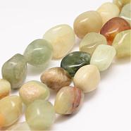 Natural Xiuyan Jade Bead Strands, Tumbled Stone, Nuggets, 18~25x16~18x12~16mm, Hole: 2mm, about 22~25pcs/strand, 15.75 inch(G-K153-D32)