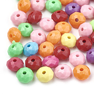 Opaque Acrylic Beads, Faceted, Rondelle, Mixed Color, 8x5.5mm, Hole: 1.5mm(X-MACR-S296-11)