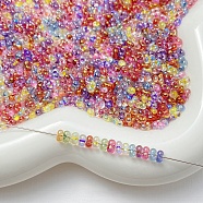 Transparent Glass Seed Beads, Peanut, Mixed Color, 4x2.5x2mm, Hole: 0.7mm(FIND-U017-18J)