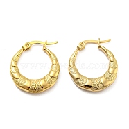 Vacuum Plating 304 Stainless Steel Hoop Earrings with for Women, Golden, 23x20x3.5mm(EJEW-Q772-14G)