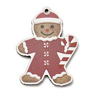 Wood Pendants, Christmas Theme Charms, Gingerbread Man, 44.5x34.5x2.5mm, Hole: 1.8mm(WOOD-Z003-02E)