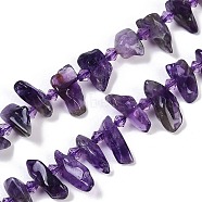 Natural Amethyst Nuggets Beads Strands, with Seed Beads, 6~7x16~24x5~6mm, Hole: 1mm, about 42~44pcs/strand, 15.35~15.75''(39~40cm)(G-B125-B01-01)