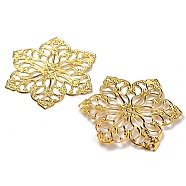 Iron Filigree Joiners Links, Hollow, Flower, Golden, 55x45x0.5mm, Hole: 2.4mm(IFIN-WH0100-10)