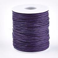 Waxed Cotton Thread Cords, Medium Purple, 1mm, about 100yards/roll(300 feet/roll)(YC-R003-1.0mm-192)