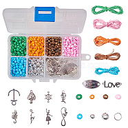 DIY Bracelet Making, with Alloy Pendants, Alloy Links, Acrylic Beads, Glass Seed Beads and Iron Jump Rings, Mixed Color, 11x7x3cm(DIY-SC0003-09)