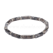 Natural Larvikite Column Beaded Stretch Bracelet, Gemstone Jewelry for Women, Inner Diameter: 2-1/4 inch(5.6~5.8cm)(BJEW-JB08989-03)