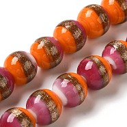 Lampwork Beads Strands, Round, Dark Orange, 12mm, Hole: 1.2mm, about 45pcs/strand, 19.29''(49cm)(LAMP-E036-07E)