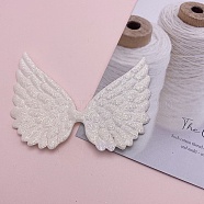 Cloth Embossing Wings, with Glitter Powder, Decorate Accessories, White, 65x88mm(FIND-PW0001-034A)