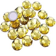 Self-Adhesive Acrylic Rhinestone Stickers, for DIY Decoration and Crafts, Faceted, Half Round, Yellow, 30x6mm(DIY-FG0001-21E)