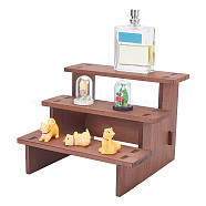 3-Tier Wooden Jewelry Organizer Display Risers, for Cosmetic, Small Jewelry, Minifigures, Rectangle, Coffee, 18x16.3x14.5cm(ODIS-WH0058-19C)