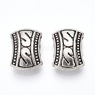 Tibetan Style Alloy Spacer Bars, Rectangle, Antique Silver, 11.5x8.5x4mm, Hole: 1.6mm(FIND-G064-13AS-01)