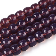 Imitation Jade Glass Beads Strands, Barrel, Purple, 8x6mm, Hole: 1.6mm, about 61~62pcs/strand, 14.84''~15.16''(37.7~38.5cm)(GLAA-NH0002-A04)