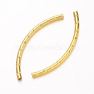 Curved Brass Tube Beads, Real 18K Gold Plated, 50.5x3mm, Hole: 2mm(X-KK-D508-13G)