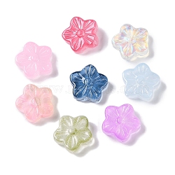 Baking Paint Glass Beads, Flower, Mixed Color, 12.5x13x4.5mm, Hole: 1.2mm(X-GLAA-S202-06)