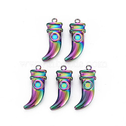 201 Stainless Steel Pendants, Knife, Rainbow Color, 19x9x4.5mm, Hole: 1.4mm(STAS-S119-030)