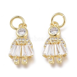 Brass Micro Pave Clear Cubic Zirconia Charms, with Jump Rings, Long-Lasting Plated, Girl, Real 18K Gold Plated, 14x8.5x3mm, Jump Ring: 5x1mm, Hole: 3.5mm(ZIRC-Q024-10G)
