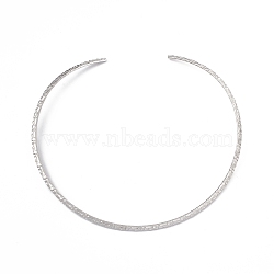 304 Stainless Steel Hammered Wire Necklace Making, Rigid Necklaces, Minimalist Choker, Cuff Collar, Stainless Steel Color, 0.38cm, Inner Diameter: 5-1/2 inch(14cm)(STAS-B036-06P)