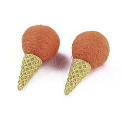 Wool Felt Ice Cream Crafts Supplies, for Baby Shower Gender Reveal Tent Decoration, Orange Red, 62~63x30~32mm(DIY-I031-A01)