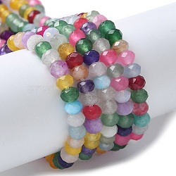Dyed Natural Malaysia Jade Rondelle Beads Strands, Faceted, Mixed Color, 4x2~3mm, Hole: 1mm, about 110~115pcs/strand, 14 inch(X-G-E316-2x4mm-67)