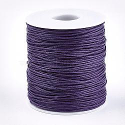 Waxed Cotton Thread Cords, Medium Purple, 1mm, about 100yards/roll(300 feet/roll)(YC-R003-1.0mm-192)