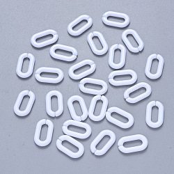 Opaque Acrylic Linking Rings, Quick Link Connectors, For Jewelry Cable Chains Making, Oval, White, 14x8.5x2.5mm, Inner Diameter: 9x3mm(OACR-N130-21B-A01)
