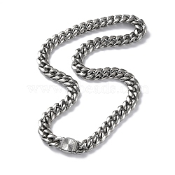 304 Stainless Steel Cuban Link Chain Necklaces, Stainless Steel Color, 23.98 inch(60.9cm)(NJEW-P288-26P)