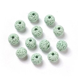 Unwaxed Natural Lava Rock Beads, for Perfume Essential Oil Beads, Aromatherapy Beads, Dyed, Round, Light Green, 8.5mm, Hole: 1.5~2mm(G-F325-8mm-A04)