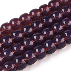 Imitation Jade Glass Beads Strands, Barrel, Purple, 8x6mm, Hole: 1.6mm, about 61~62pcs/strand, 14.84''~15.16''(37.7~38.5cm)(GLAA-NH0002-A04)