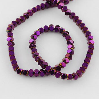 Non-magnetic Synthetic Hematite Beads Strands, Faceted, Grade A, Round, Purple Plated, 4x4mm, Hole: 1mm
