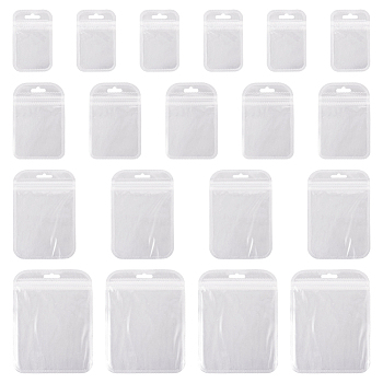 Pandahall 100Pcs 4 Styles Transparent Plastic Zip Lock Bags, Resealable Packaging Bags, Rectangle, Clear, 9~15x5.5~10.5x0.02cm, Unilateral Thickness: 2.3 Mil(0.06mm), 25pcs/style