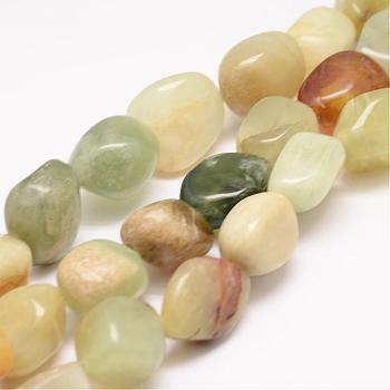 Natural Xiuyan Jade Bead Strands, Tumbled Stone, Nuggets, 18~25x16~18x12~16mm, Hole: 2mm, about 22~25pcs/strand, 15.75 inch