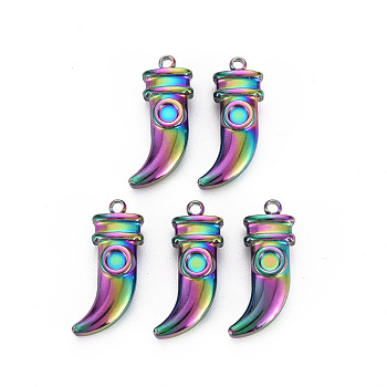 201 Stainless Steel Pendants, Knife, Rainbow Color, 19x9x4.5mm, Hole: 1.4mm