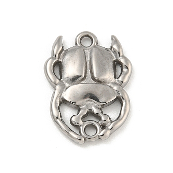 Non-Tarnish 304 Stainless Steel Connector Charms, Beetle Link, Stainless Steel Color, 18.5x13.5x2mm, Hole: 1.5mm