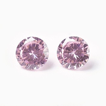 Cubic Zirconia Pointed Back Cabochons, Diamond, Faceted, Pearl Pink, 5x3mm