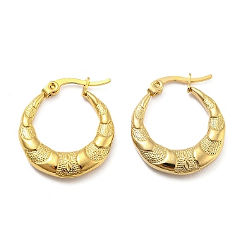 Vacuum Plating 304 Stainless Steel Hoop Earrings with for Women, Golden, 23x20x3.5mm