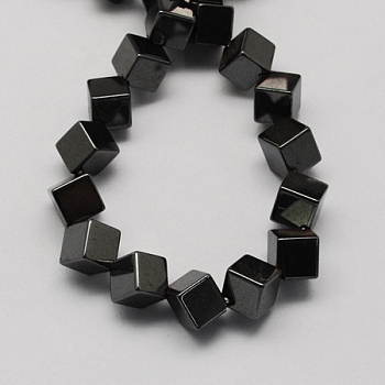 Non-magnetic Synthetic Hematite Beads Strands, Grade A, Cube, Black, 6x6x4mm, Hole: 1mm; about 74pcs/strand, 15.5 inch