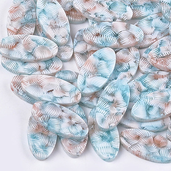 Cellulose Acetate(Resin) Cabochons, Oval, Sky Blue, 19.5x9x2.5mm