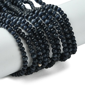 Cat Eye Beads Strands, Round, Black, 3mm, Hole: 0.5mm, about 130pcs/strand, 160.63''(408cm)