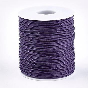 Waxed Cotton Thread Cords, Medium Purple, 1mm, about 100yards/roll(300 feet/roll)