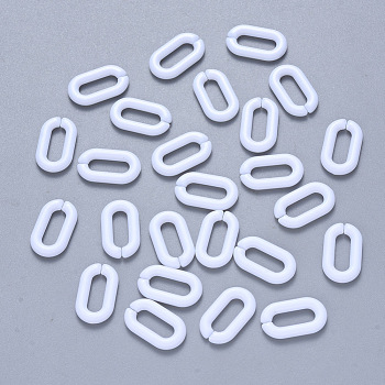 Opaque Acrylic Linking Rings, Quick Link Connectors, For Jewelry Cable Chains Making, Oval, White, 14x8.5x2.5mm, Inner Diameter: 9x3mm