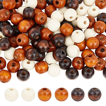 120Pcs 3 Colors Wood European Beads, Large Hole Rondelle Beads, Mixed Color, 15~16x14.5mm, Hole: 4.5mm, 40pcs/color