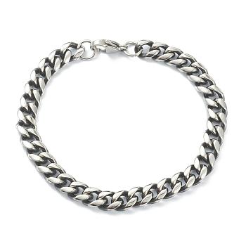 Men's 304 Stainless Steel Cuban Link Chain Bracelets, with Lobster Claw Clasps, Stainless Steel Color, 8-7/8 inch(22.5cm)