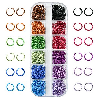 24G 12 Colors Aluminum Open Jump Rings, Round Ring, Mixed Color, 18 Gauge, 8x1mm, 2g/color