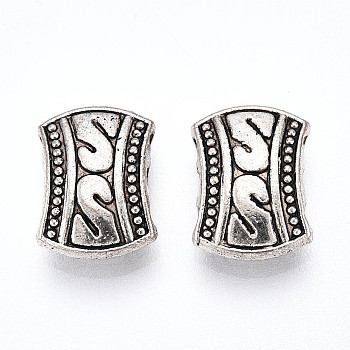 Tibetan Style Alloy Spacer Bars, Rectangle, Antique Silver, 11.5x8.5x4mm, Hole: 1.6mm