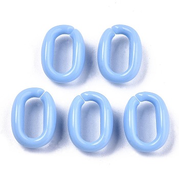 Acrylic Linking Rings, Quick Link Connectors, For Jewelry Cable Chains Making, Oval, Light Sky Blue, 16x11x6.5mm, Inner Diameter: 11x5mm, about 1136pcs/500g