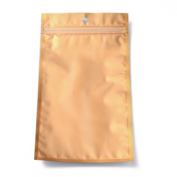 Plastic Zip Lock Bag, Storage Bags, Self Seal Bag, Top Seal, with Window and Hang Hole, Rectangle, Gold, 22x12x0.2cm, Unilateral Thickness: 3.1 Mil(0.08mm)