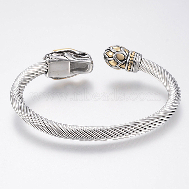 304 Stainless Steel Cuff Bangles Torque Bangles(BJEW-H570-09)-2