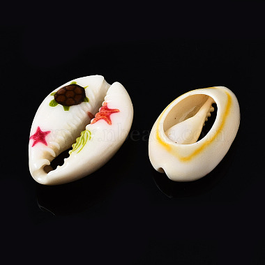 Printed Natural Cowrie Shell Beads(SSHEL-N032-30)-3