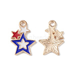 Alloy Enamel Pendants, Light Gold, Star Charm, Colorful, 17.5x12x1.5mm, Hole: 2mm(ENAM-K067-35)